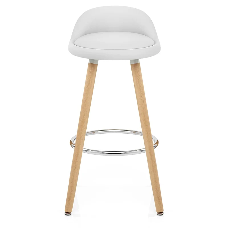 Tabouret de Bar Faux Cuir Bois - Jive Blanc