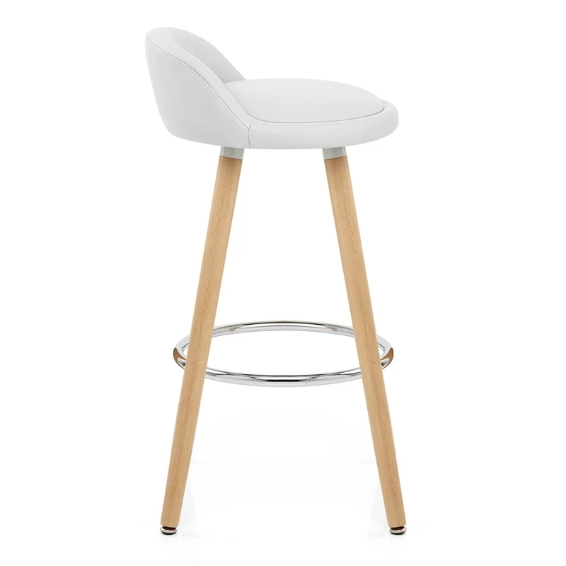 Tabouret de Bar Faux Cuir Bois - Jive Blanc