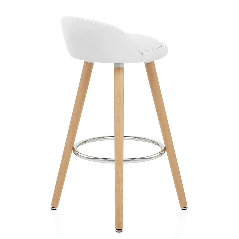 Tabouret de Bar Faux Cuir Bois - Jive Blanc