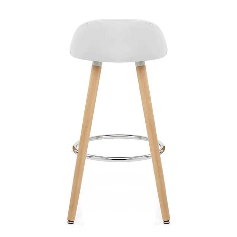 Tabouret de Bar Faux Cuir Bois - Jive Blanc