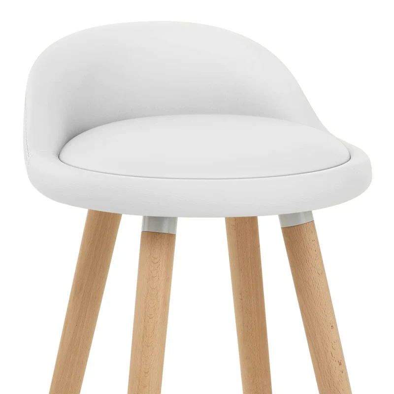 Tabouret de Bar Faux Cuir Bois - Jive Blanc
