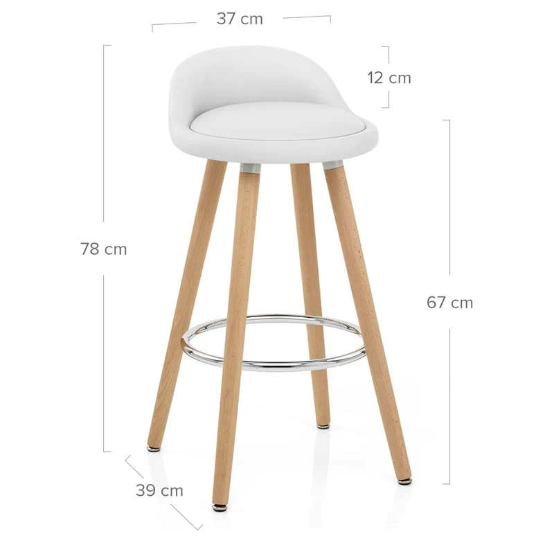 Tabouret de Bar Faux Cuir Bois - Jive Blanc