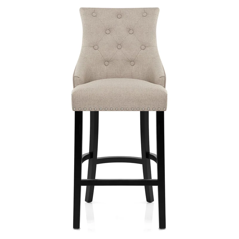 Chaise de Bar Bois Tissu - Ascot Taupe