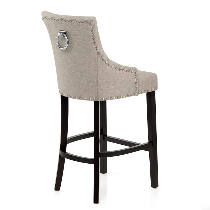 Chaise de Bar Bois Tissu - Ascot Taupe