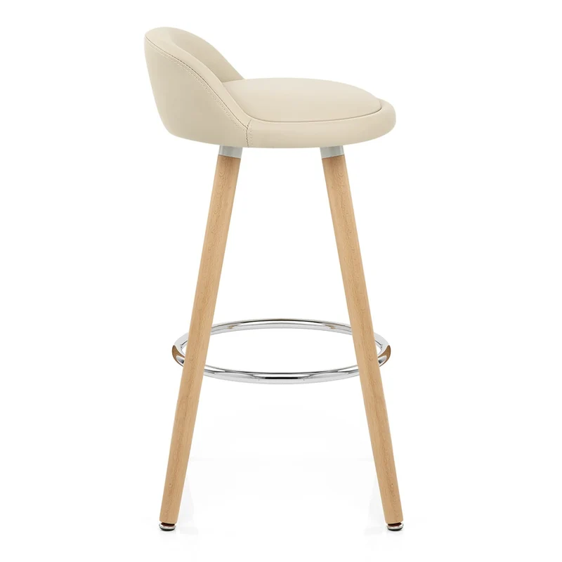 Tabouret de Bar Faux Cuir Bois - Jive Crème