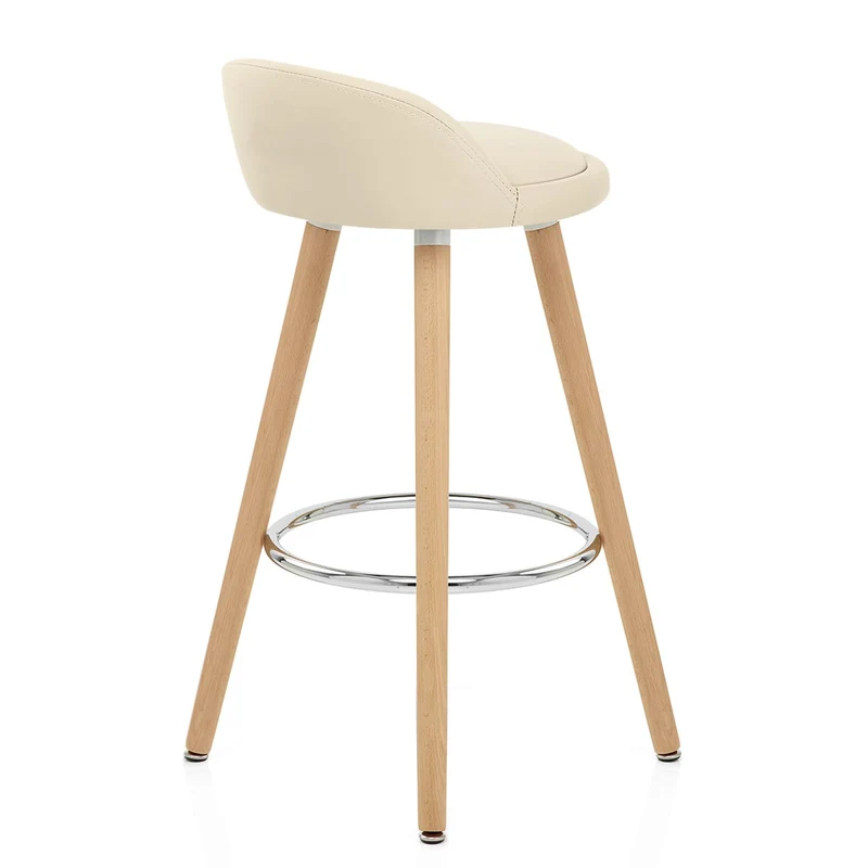 Tabouret de Bar Faux Cuir Bois - Jive Crème