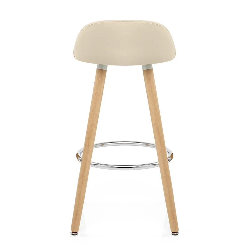 Tabouret de Bar Faux Cuir Bois - Jive Crème