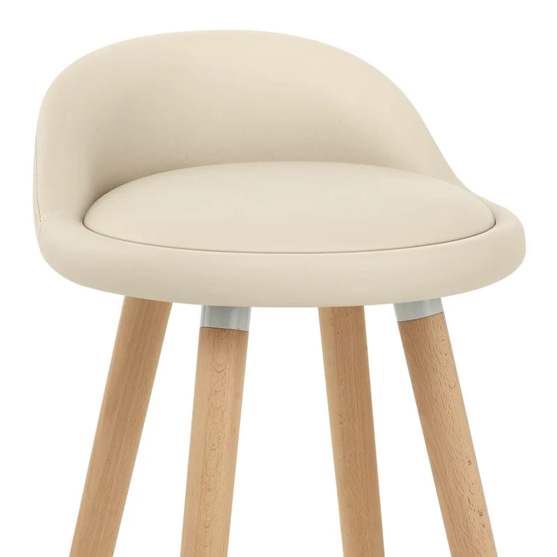 Tabouret de Bar Faux Cuir Bois - Jive Crème