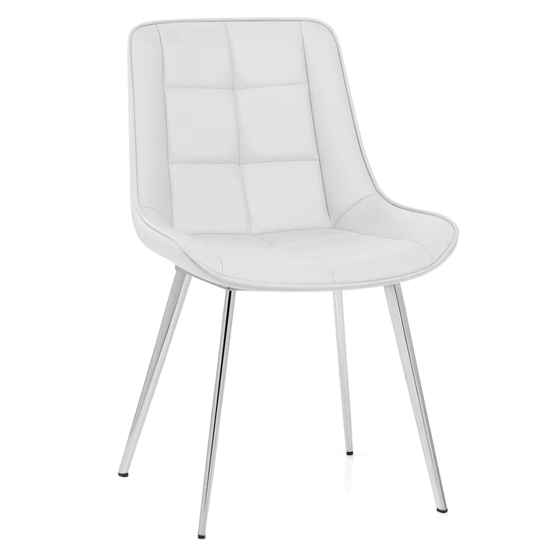 Chaise Faux Cuir Chrome - Milano Blanc