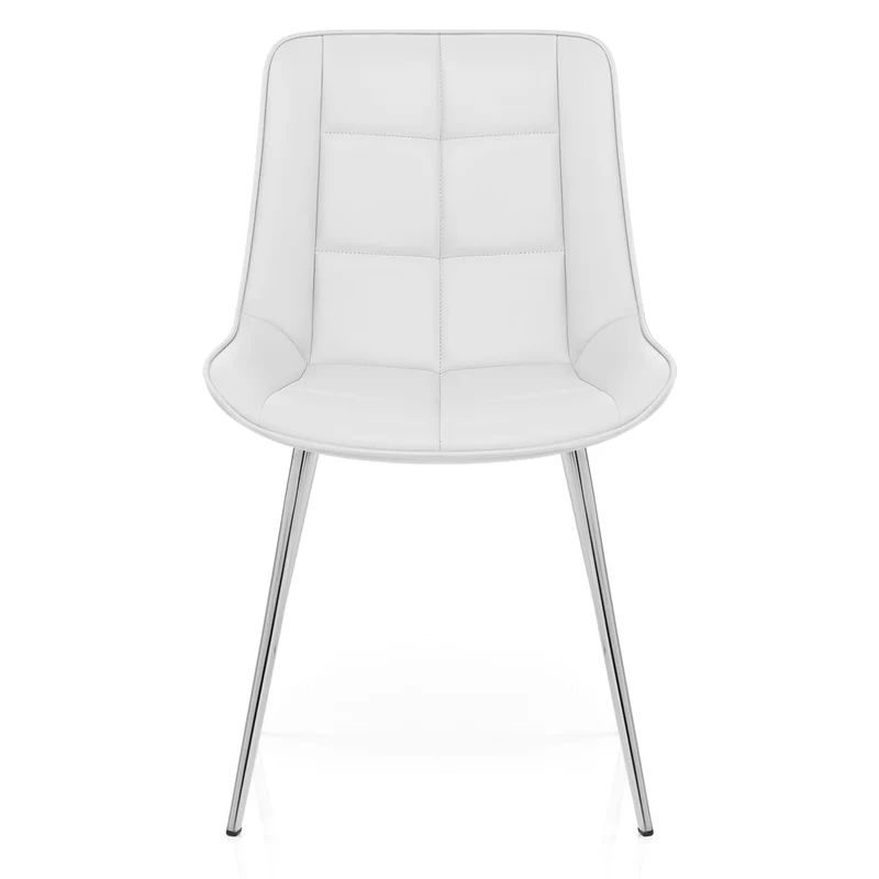 Chaise Faux Cuir Chrome - Milano Blanc