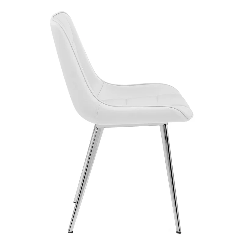 Chaise Faux Cuir Chrome - Milano Blanc