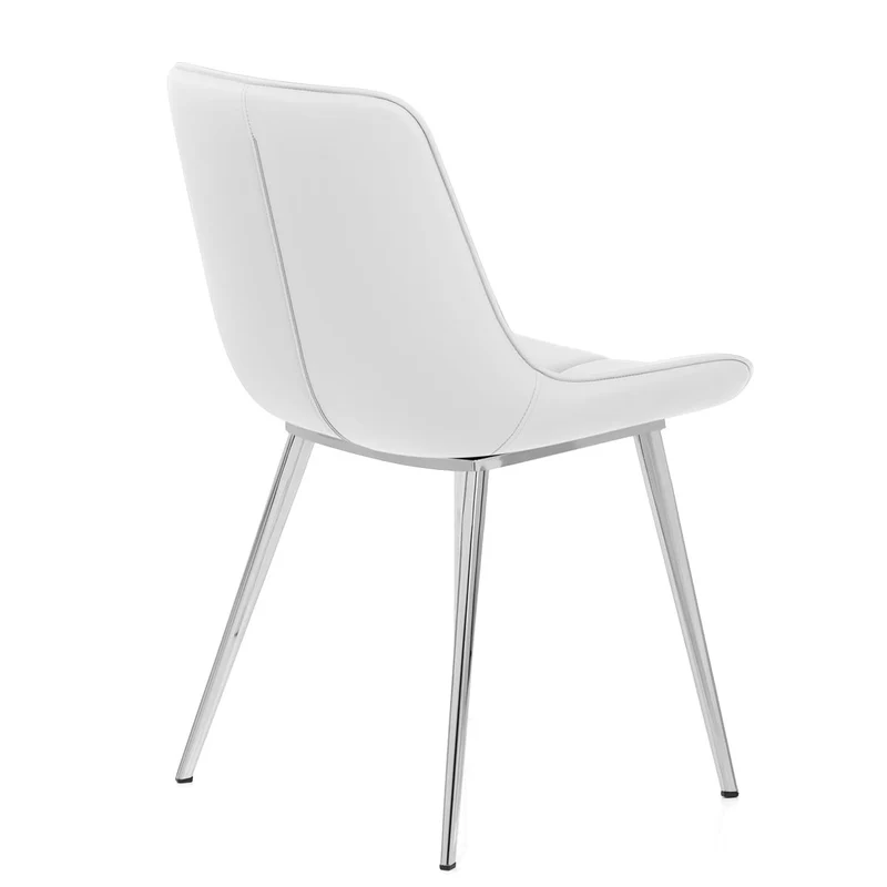 Chaise Faux Cuir Chrome - Milano Blanc