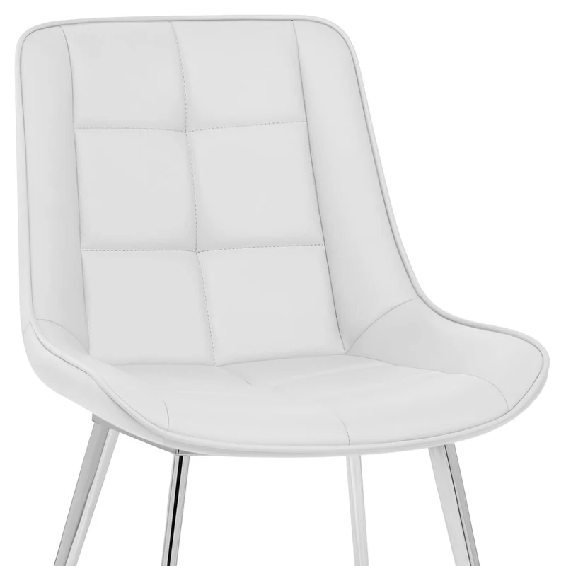 Chaise Faux Cuir Chrome - Milano Blanc