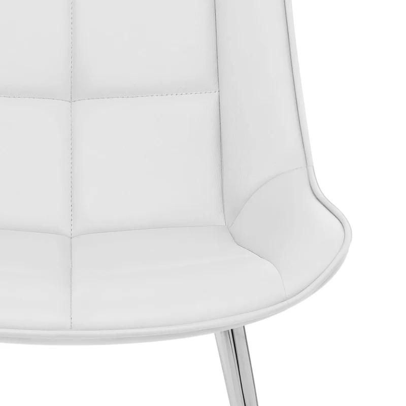Chaise Faux Cuir Chrome - Milano Blanc