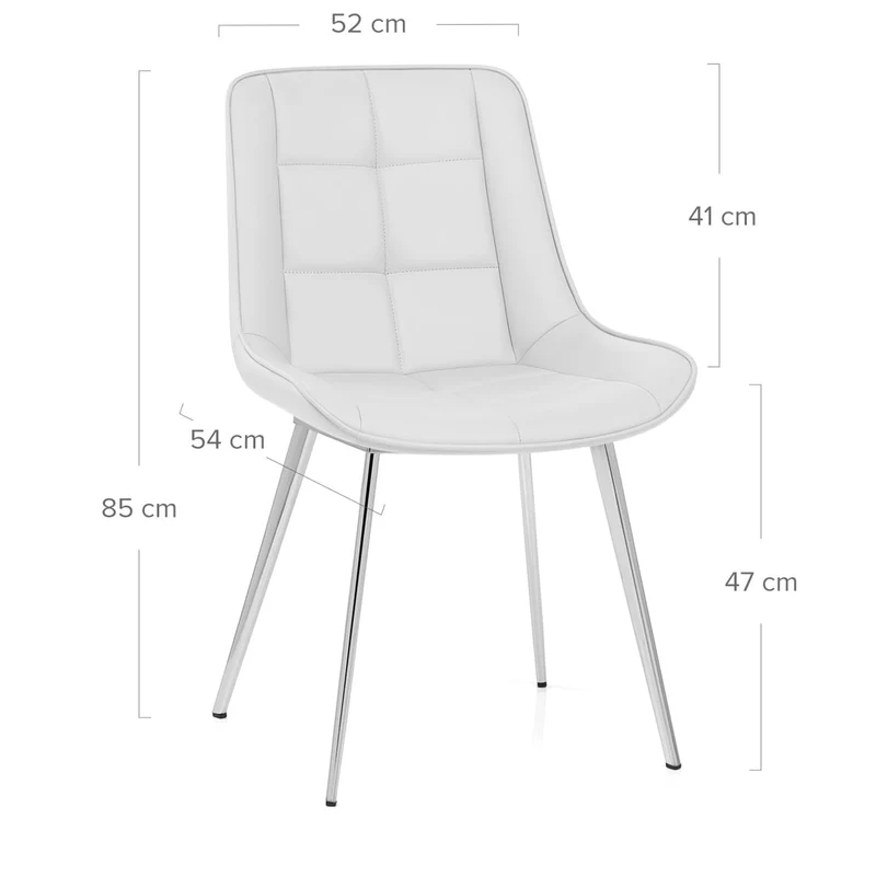 Chaise Faux Cuir Chrome - Milano Blanc