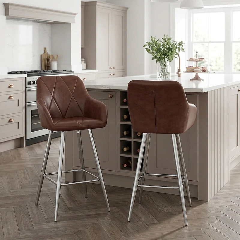 Tabouret de Bar Faux Cuir Antique - Mason Marron