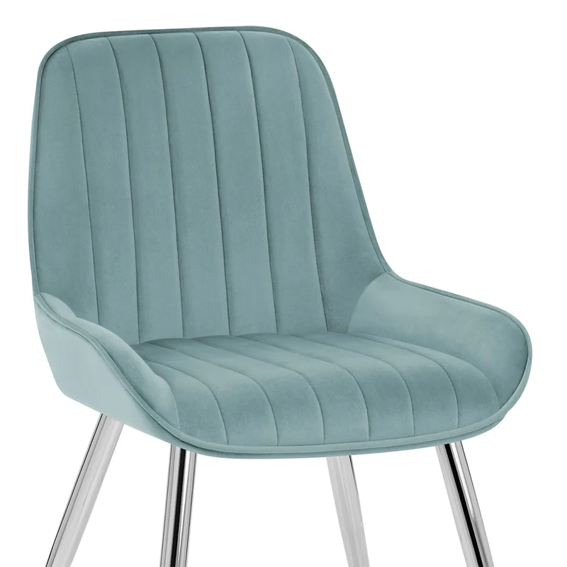 Chaise Chrome Velours - Mustang Vert