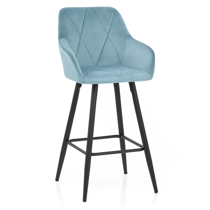 Tabouret de Bar Velours - Lanson Bleu