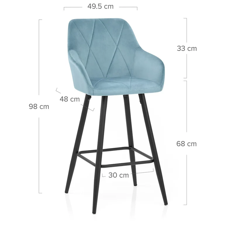 Tabouret de Bar Velours - Lanson Bleu
