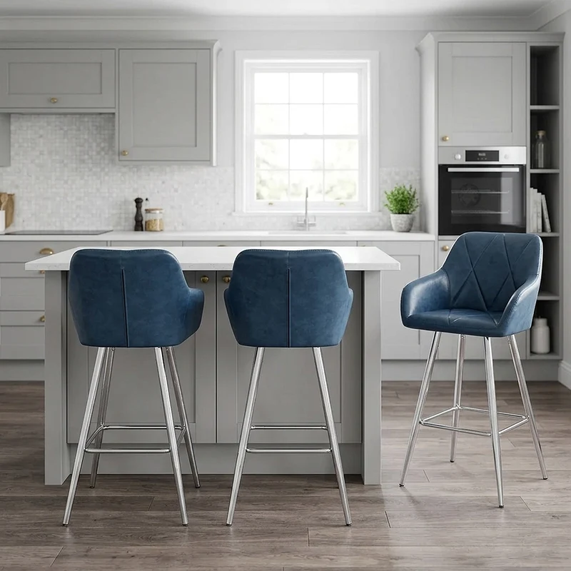 Tabouret de Bar Faux Cuir Antique - Mason Bleu