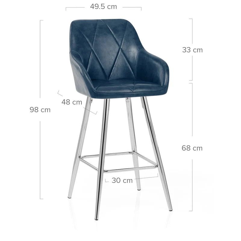 Tabouret de Bar Faux Cuir Antique - Mason Bleu