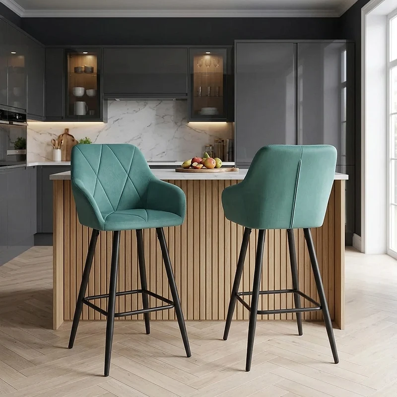 Tabouret de Bar Velours - Lanson Vert