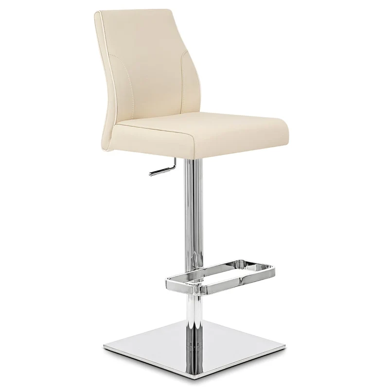 Chaise de Bar Cuir Chrome - Martello Crème