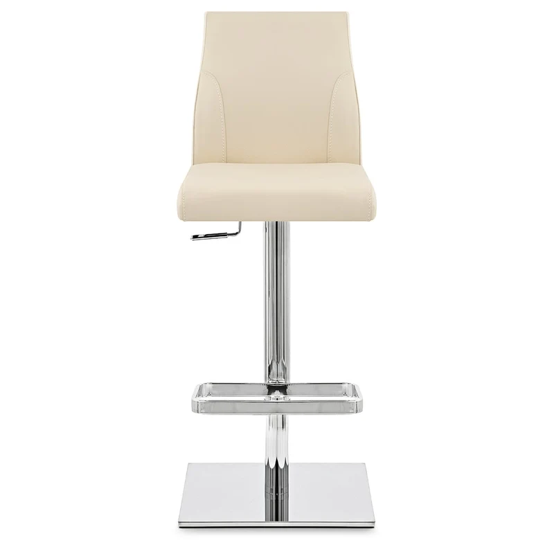 Chaise de Bar Cuir Chrome - Martello Crème