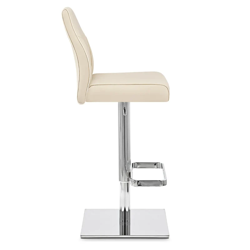 Chaise de Bar Cuir Chrome - Martello Crème