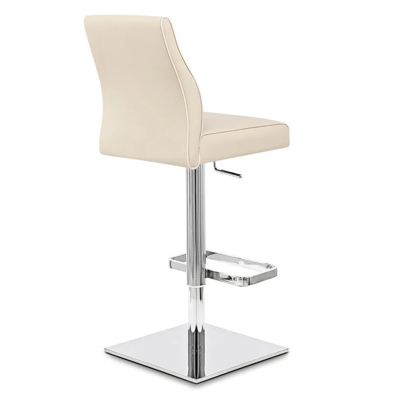 Chaise de Bar Cuir Chrome - Martello Crème