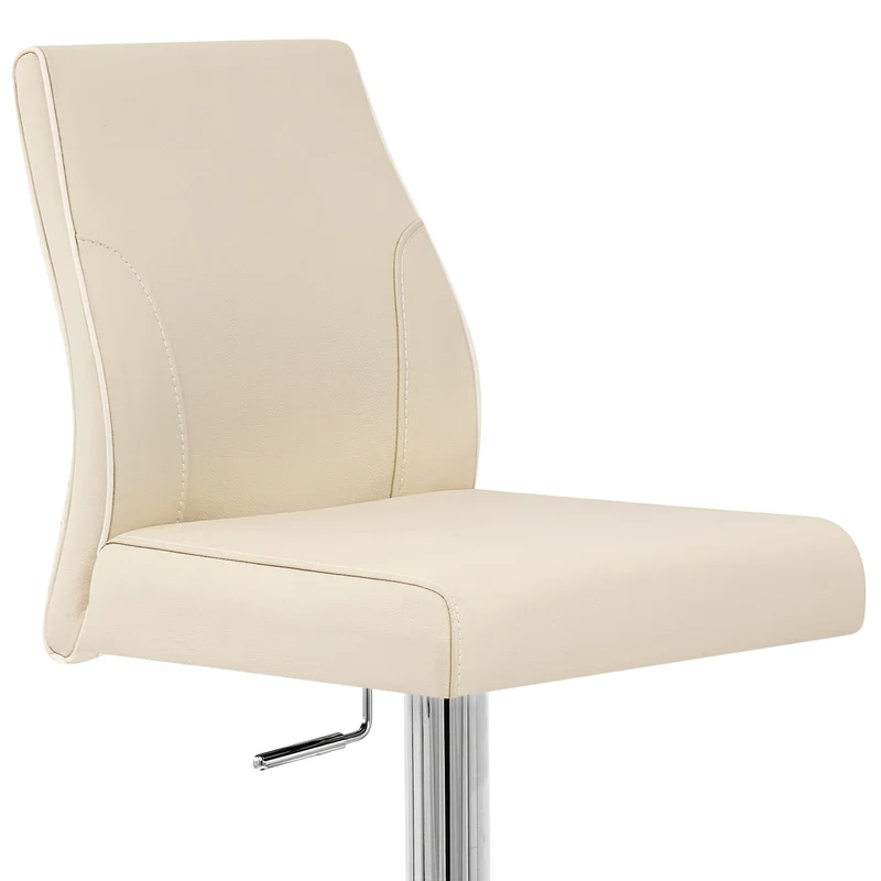 Chaise de Bar Cuir Chrome - Martello Crème