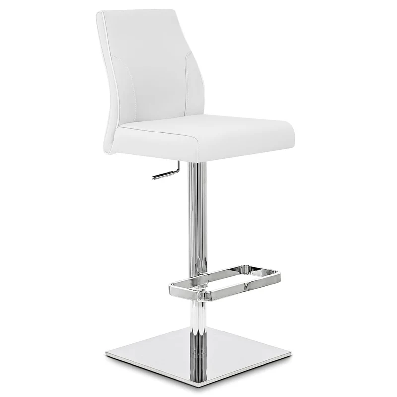 Chaise de Bar Cuir Chrome - Martello Blanc