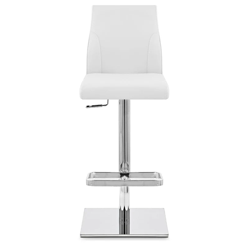 Chaise de Bar Cuir Chrome - Martello Blanc