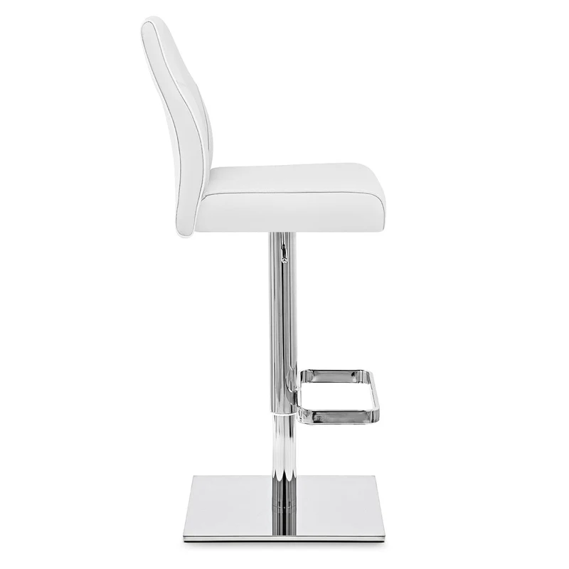 Chaise de Bar Cuir Chrome - Martello Blanc