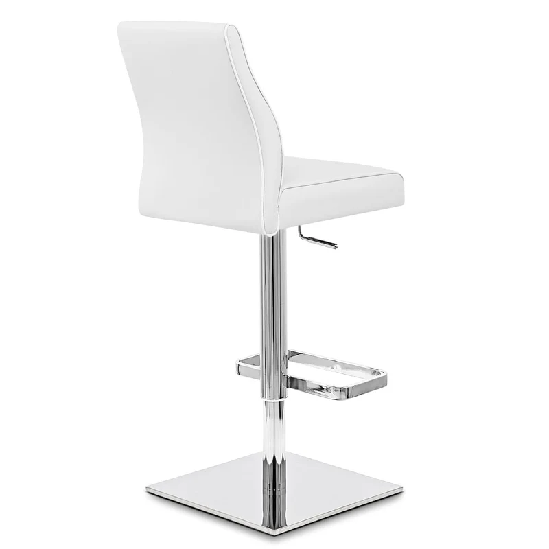 Chaise de Bar Cuir Chrome - Martello Blanc