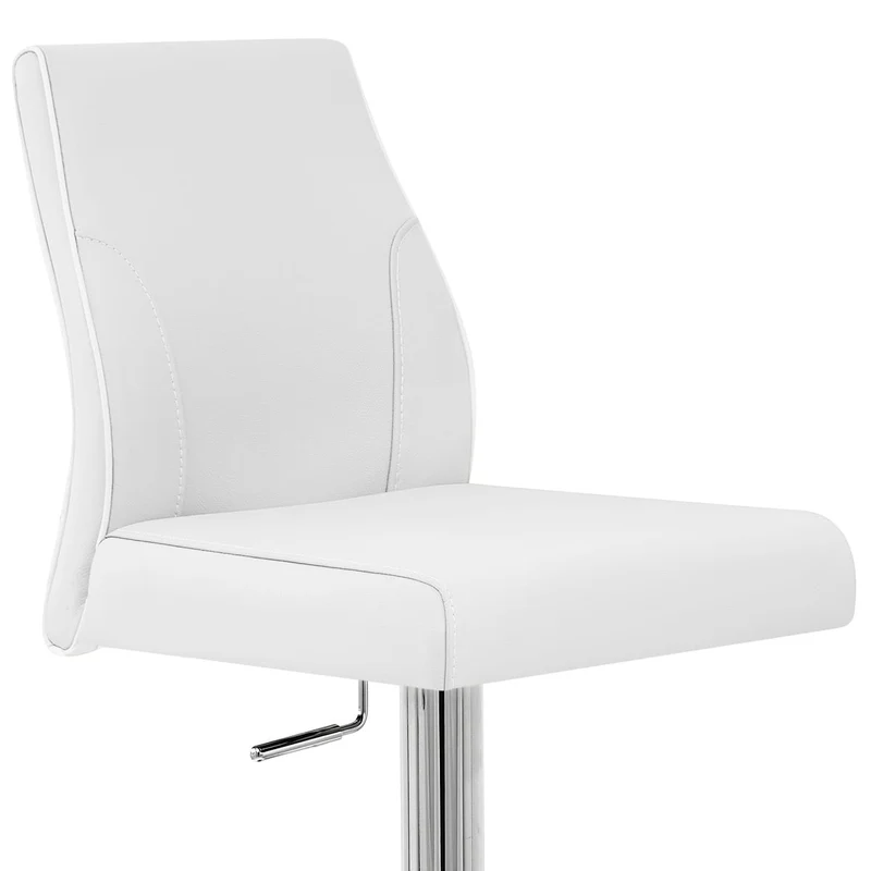Chaise de Bar Cuir Chrome - Martello Blanc