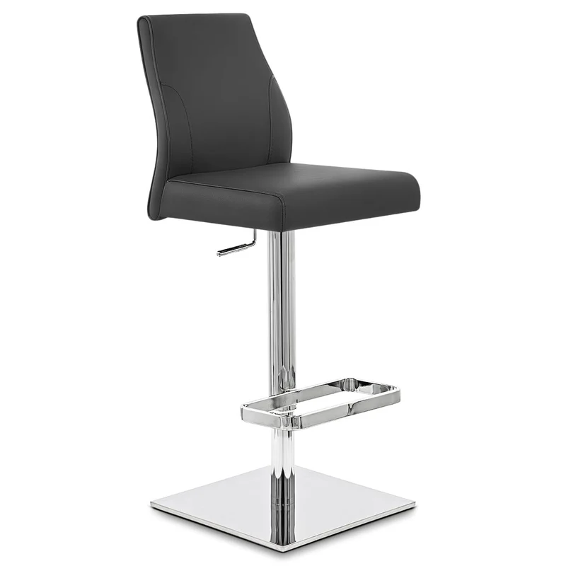 Chaise de Bar Cuir Chrome - Martello Noir
