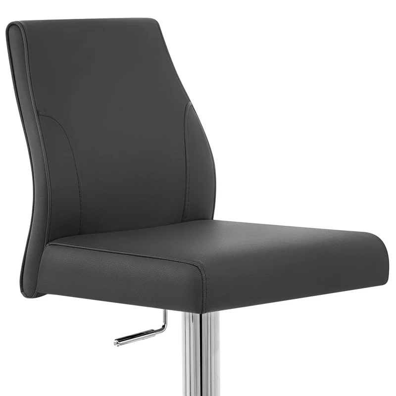 Chaise de Bar Cuir Chrome - Martello Noir