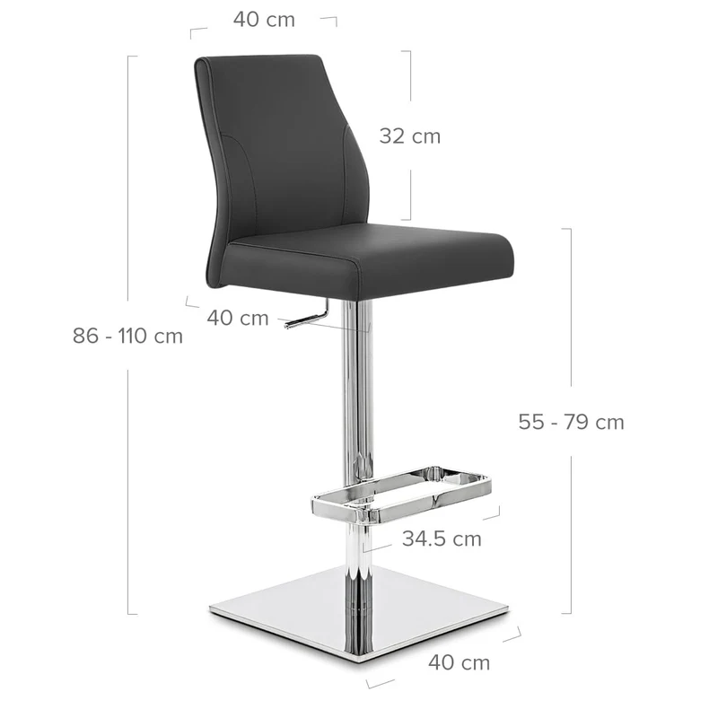 Chaise de Bar Cuir Chrome - Martello Noir