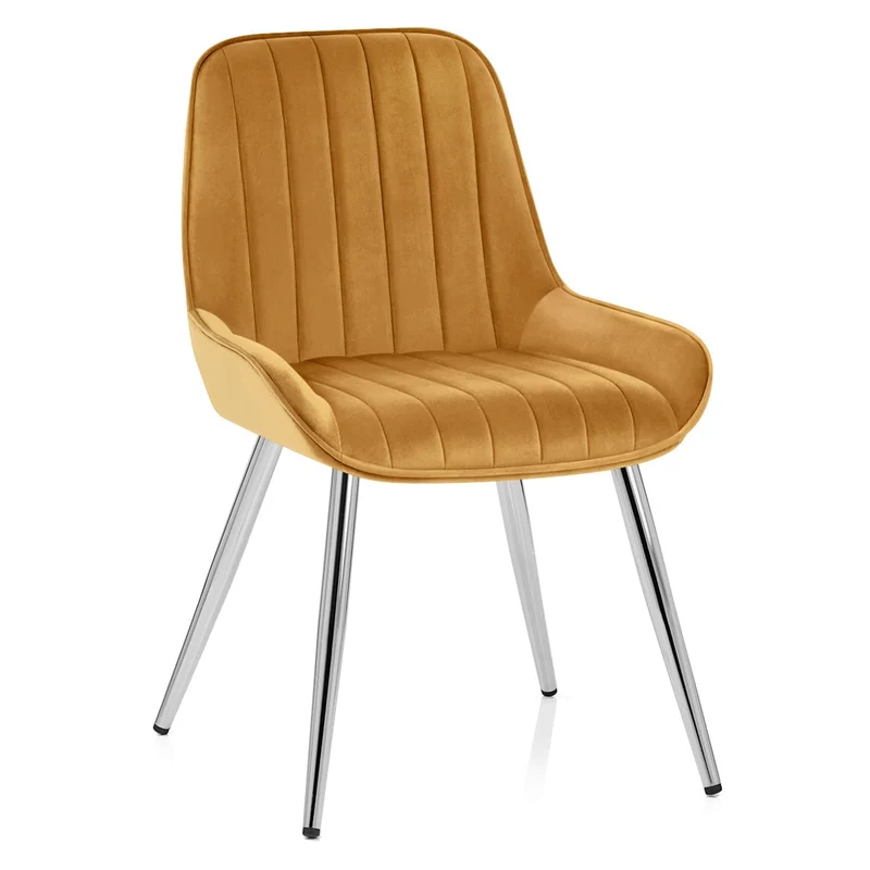 Chaise Chrome Velours - Mustang Jaune