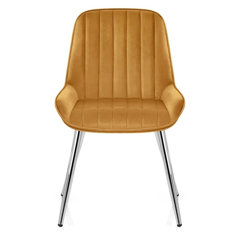 Chaise Chrome Velours - Mustang Jaune