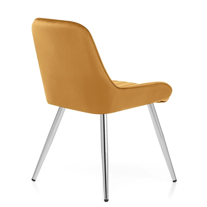Chaise Chrome Velours - Mustang Jaune