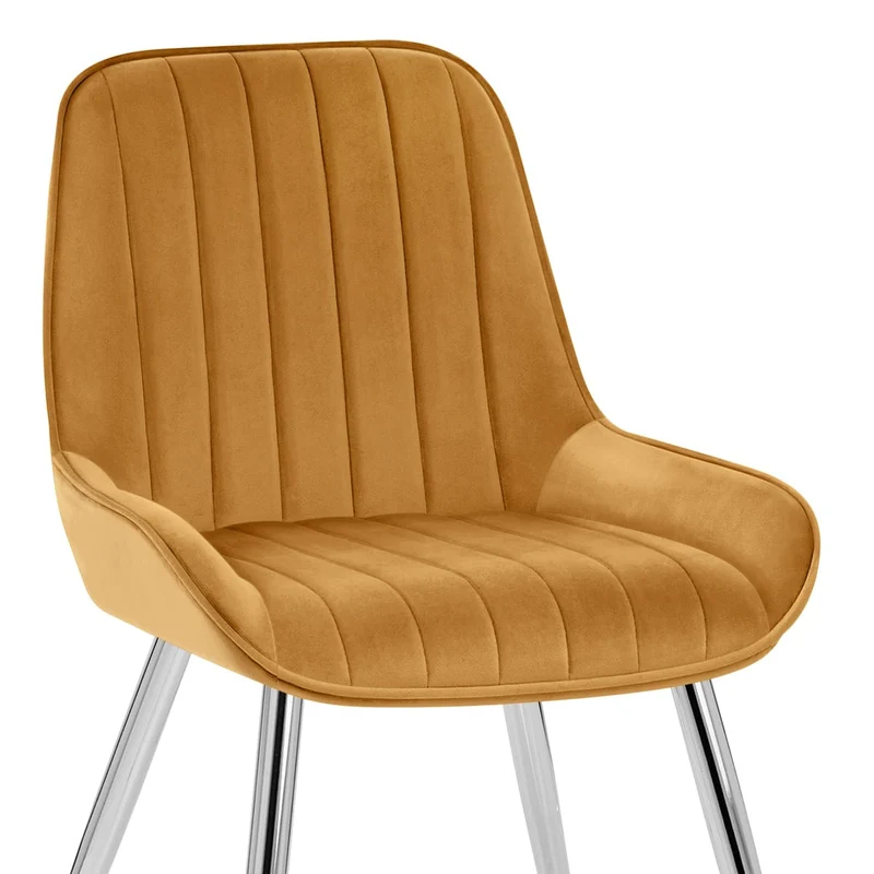 Chaise Chrome Velours - Mustang Jaune