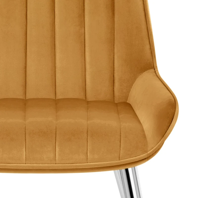 Chaise Chrome Velours - Mustang Jaune