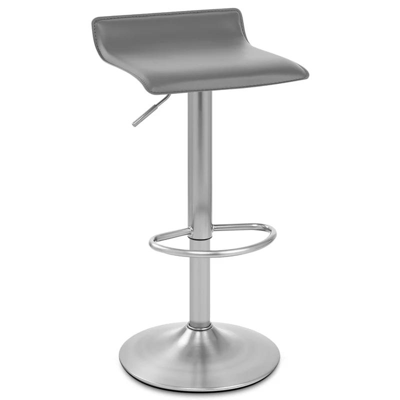 Tabouret Faux Cuir Chrome Brossé - Mars Gris