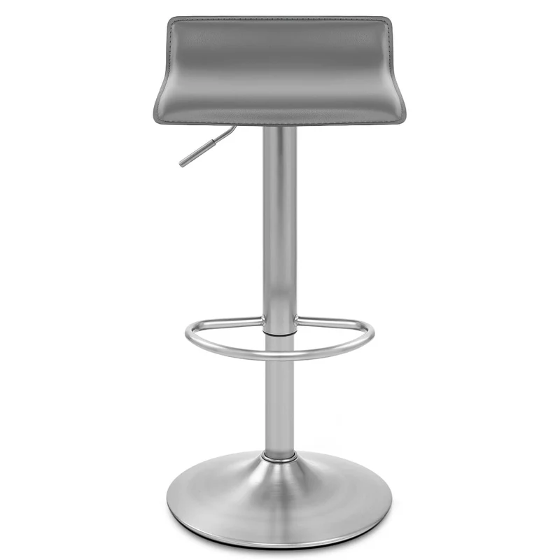 Tabouret Faux Cuir Chrome Brossé - Mars Gris