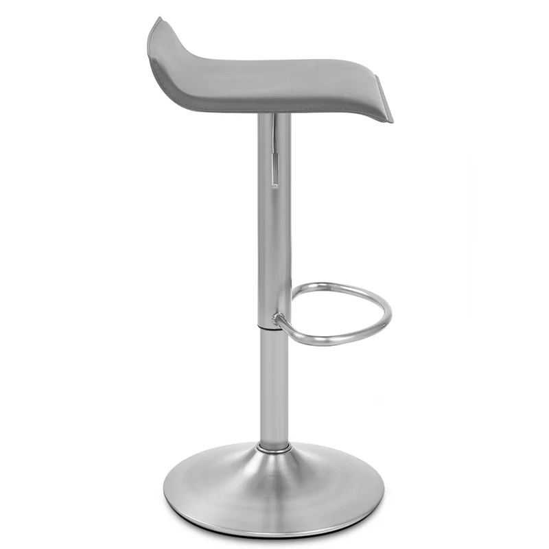 Tabouret Faux Cuir Chrome Brossé - Mars Gris