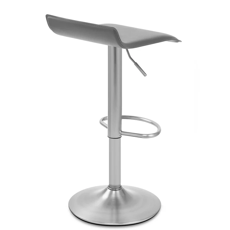 Tabouret Faux Cuir Chrome Brossé - Mars Gris