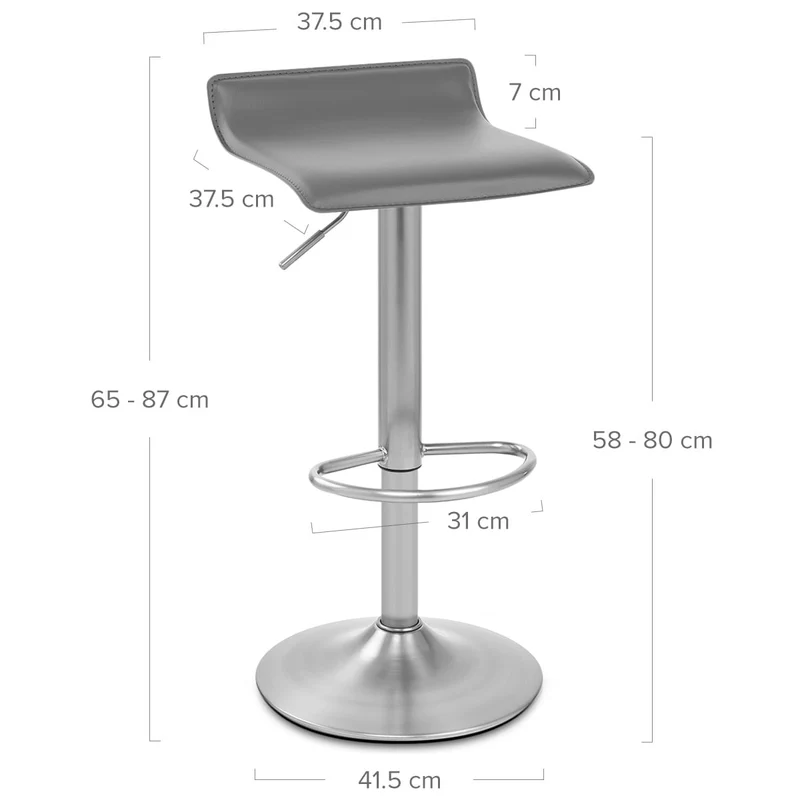 Tabouret Faux Cuir Chrome Brossé - Mars Gris