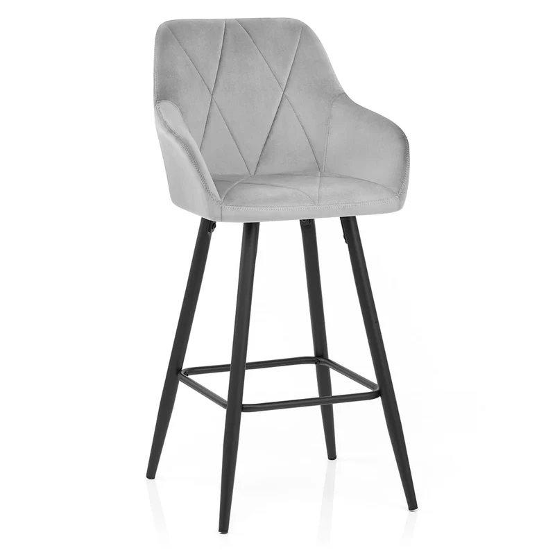 Tabouret de Bar Velours - Lanson Gris